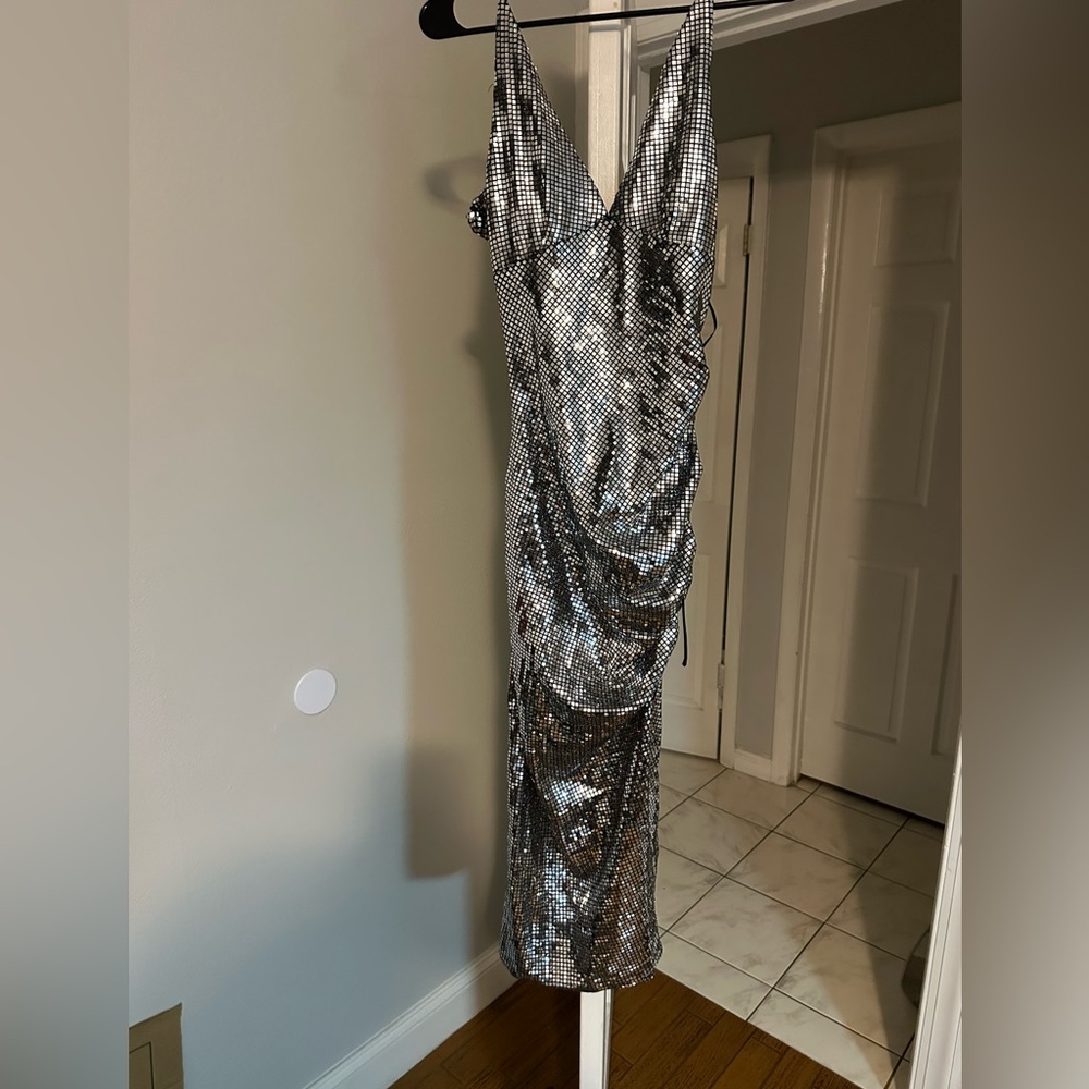 Zara Metallic One Shoulder Dress - Picture 9 of 14